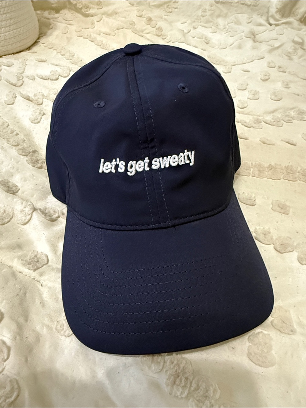 The Game Navy Baseball Cap with 'let's get sweaty' Embroidery